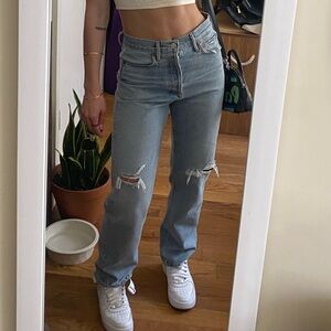 Agolde Blue Straight Leg Jeans High-Rise Relaxed Fit